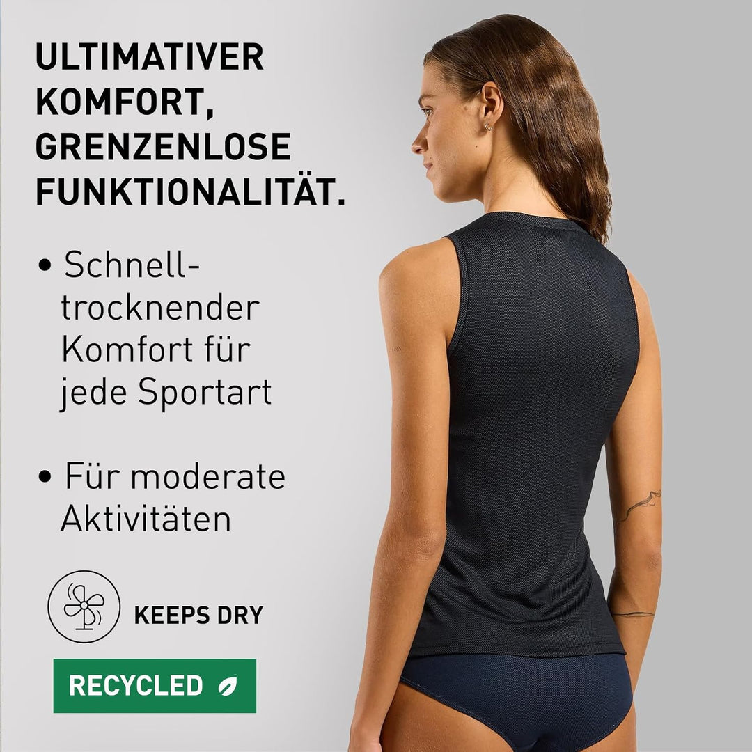 ODLO Unterhemd Damen Kurzarm Active F-Dry Light I Funktionsshirt I Funktionsunterwäsche XS Schwarz,