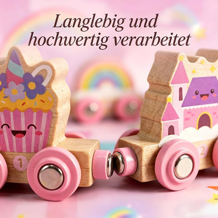 Einhorn Geschenke für Mädchen 1 2 3 4 Jahre: Magnetic Zug Holzspielzeug Prinzessin, Montessori Lerns