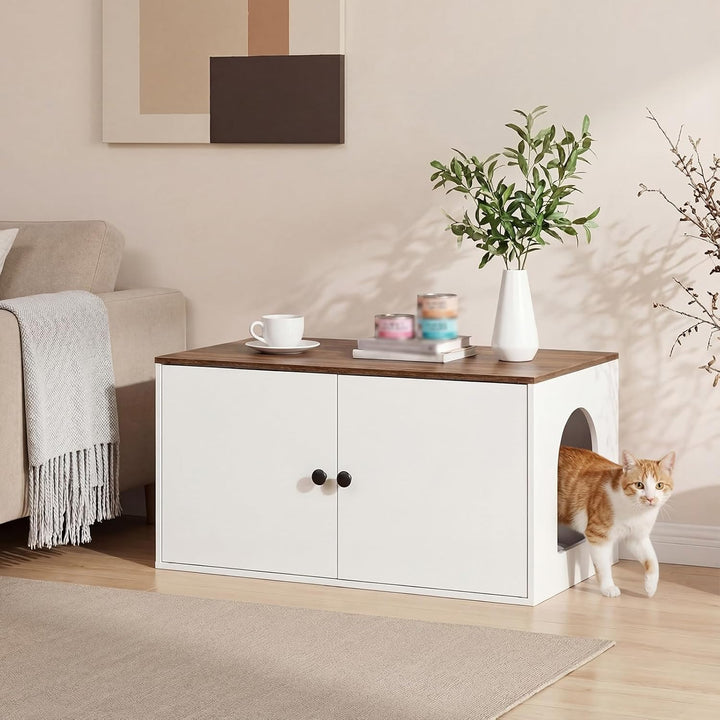 HOOBRO Katzenklo Schrank aus Spanplatte, Katzentoilette Schrank, versteckter Katzenkloschrank mit Se