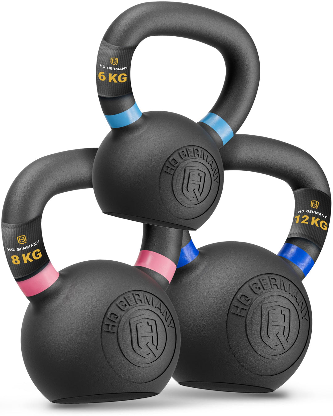 HQ Germany® Powdercoat Kettlebell | Vollguss | 2-32kg | Starter-Sets | ±2,0% Gewichtstoleranz +Start