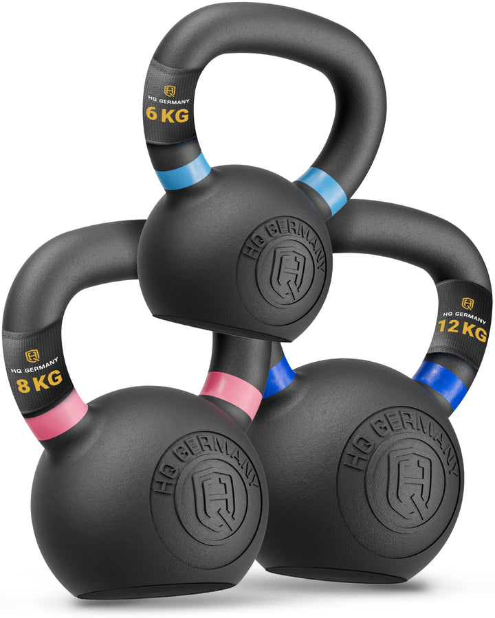 HQ Germany® Powdercoat Kettlebell | Vollguss | 2-32kg | Starter-Sets | ±2,0% Gewichtstoleranz +Start