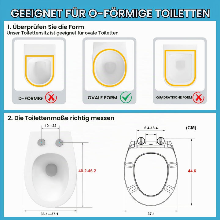 Toilettendeckel mit Absenkautomatik Oval, WC Sitz mit Rauten, Klobrille mit Schnellverschluss, Klode