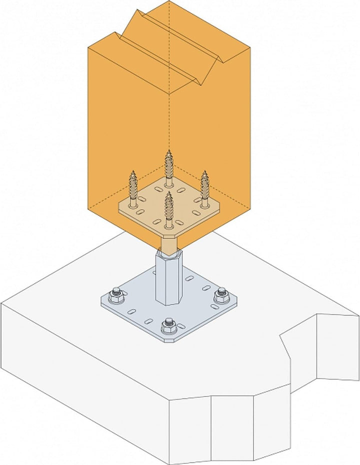 Simpson Pfostenträger-Set PPRC + 4 Bolzen + 4 Schwellenschrauben