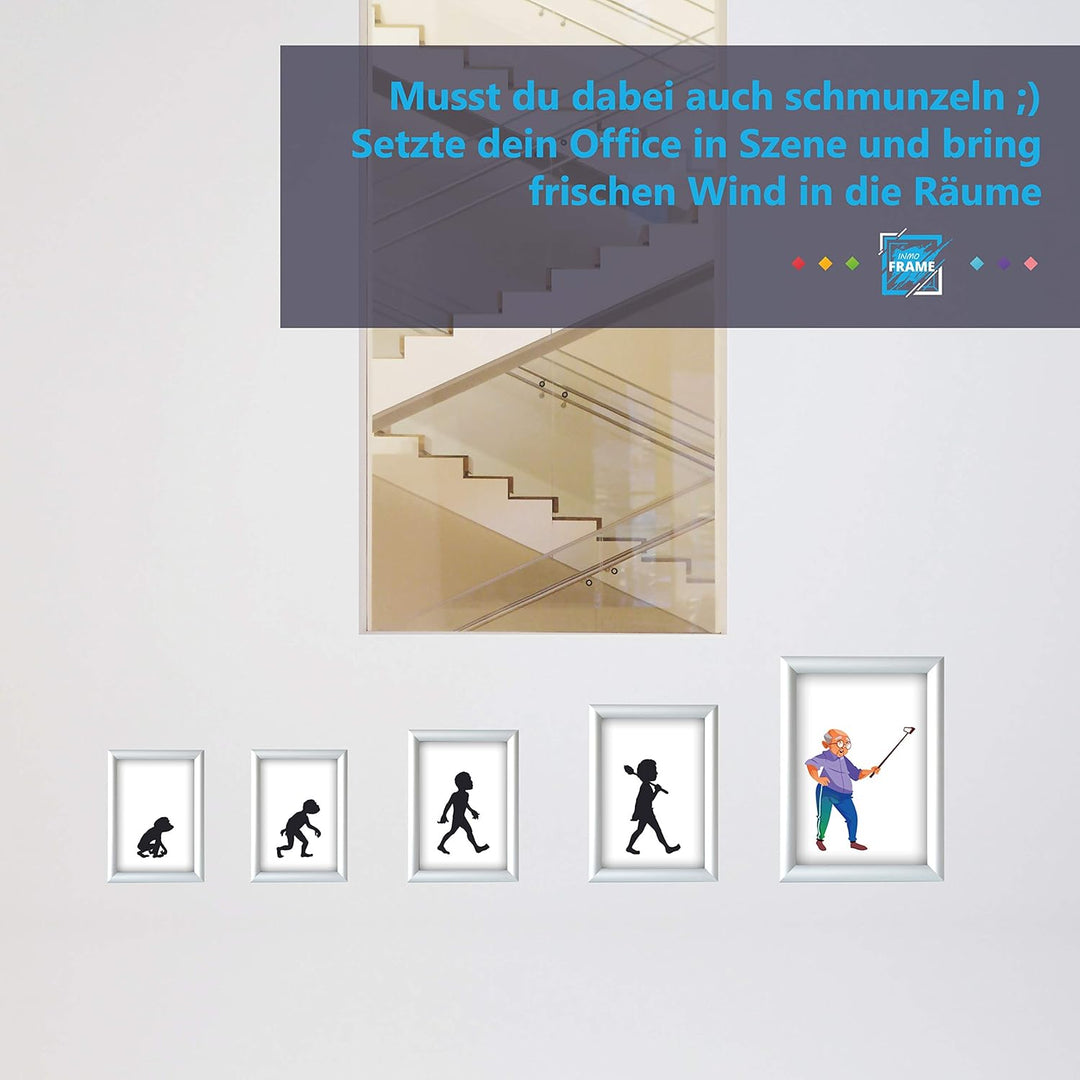 INMO Alu-Klapprahmen DIN A4 mit Aluminium Profil ohne Glas - Klappbarer Bilderrahmen Silber - Fotora