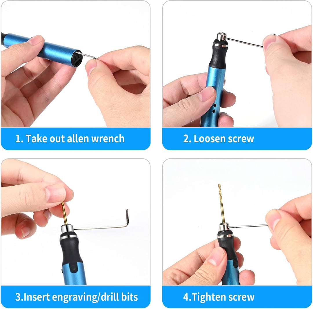 Handbohrer Elektrisch, Vankarr 3-Gang DIY Bohrer Wiederaufladbare Bohrmaschine mit 10 Bohrer, für Mo