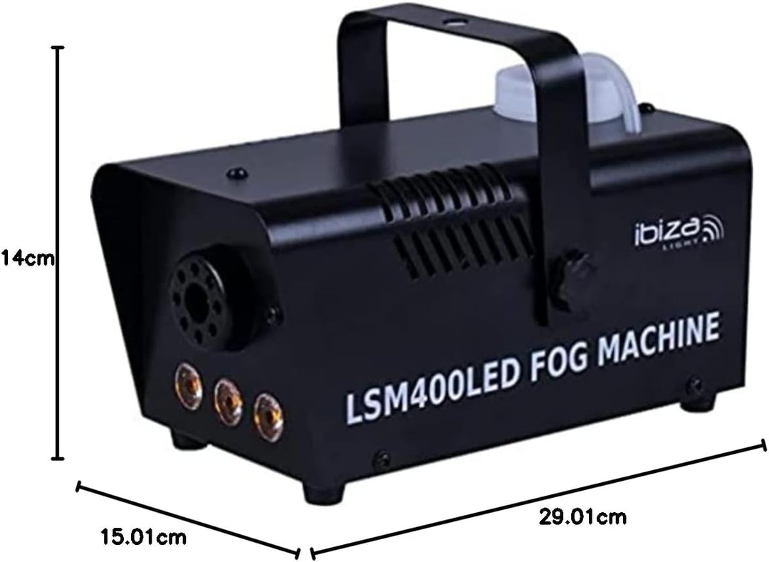 Ibiza - LSM400LED-BK - 400W Nebelmaschine mit integrierten LEDs und Fernsteuerung - Schwarz Maschine