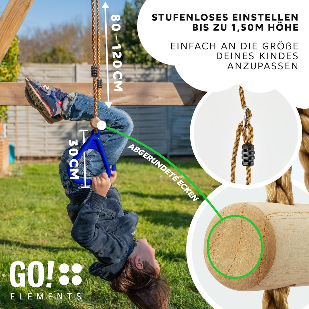 GO!elements Trapez Schaukel Garten - Kinderschaukel Outdoor Indoor - Schaukelsitz Schaukelbrett Bret