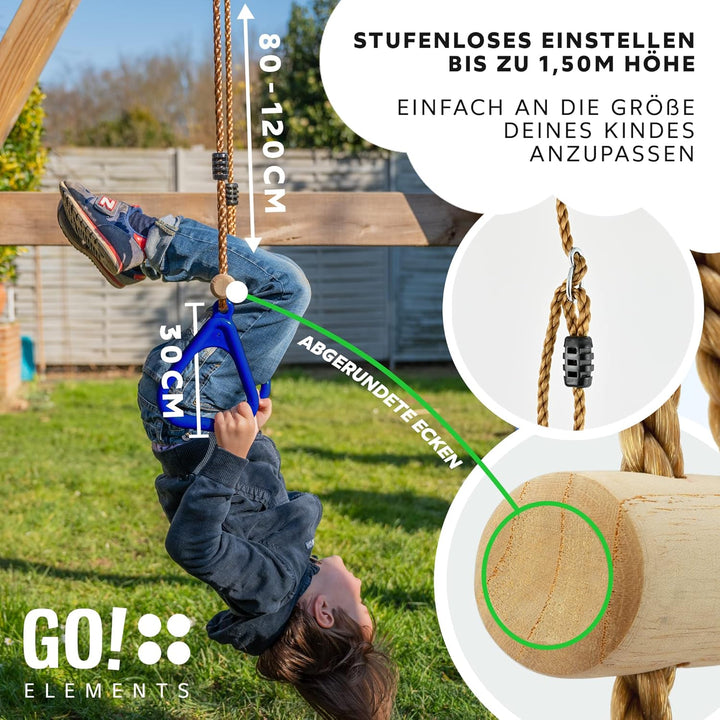 GO!elements Trapez Schaukel Garten - Kinderschaukel Outdoor Indoor - Schaukelsitz Schaukelbrett Bret