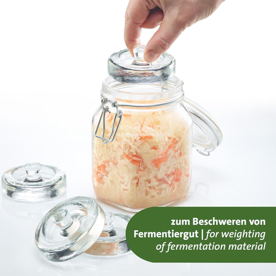 Westmark Fermentiergewichte – Fermentierset bestehend aus 4 Gewichten zum Fermentieren, Glasgewichte
