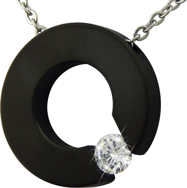 Hanessa Kette aus Edelstahl Damen-Schmuck Hals-Kette und Anhänger aus hochwertigem 316L Stahl " Schw