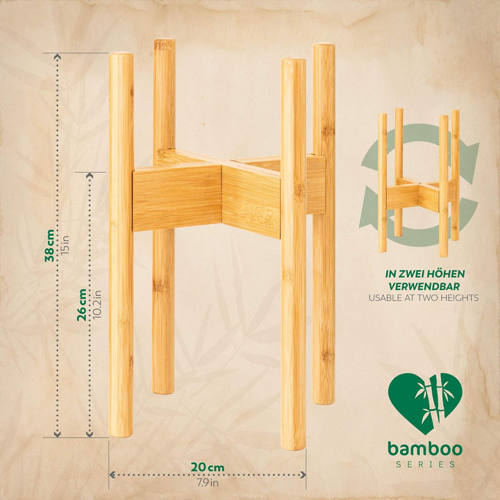 Rubberneck Bambus Pflanzenständer - Verstellbare Blumentopfständer aus Bambusholz für den Innen- und