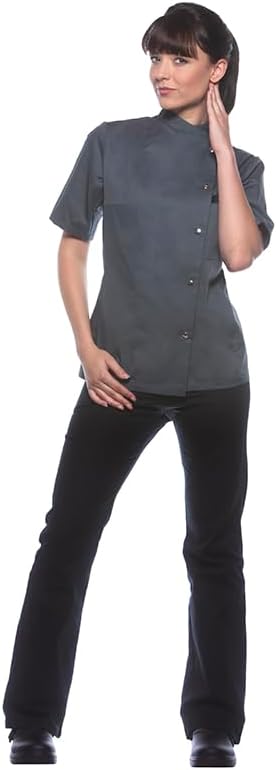 Karlowsky Damenkochjacke Greta Kurzarm Druckknöpfe 65% Polyester, 35% Baumwolle 34 Anthrazit, 34 Ant