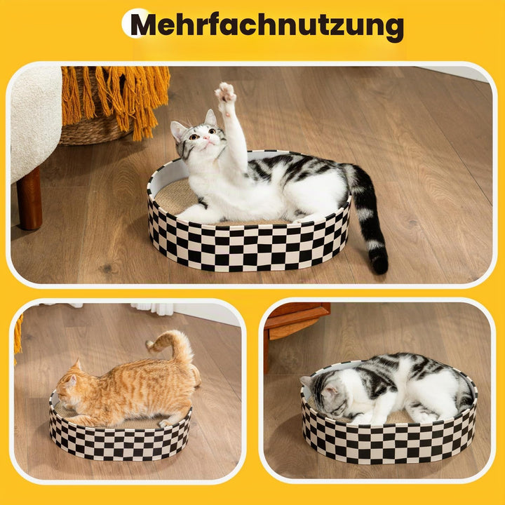 Conlun Kratzbrett Katze, Kratzbox mit 4 Katzen Kratzpappe,Wendbare Katzenkratzbretter aus Robustem W