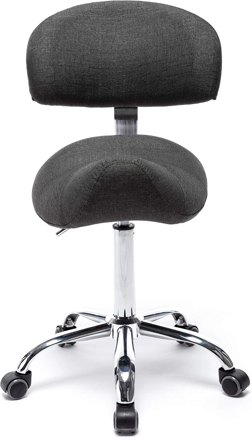 Sattelhocker MULY BIGBACK Lehne, Sitzhöhe bis ca. 74cm, Stoff-Grau | 1stuff-Markenqualität, Sattelst