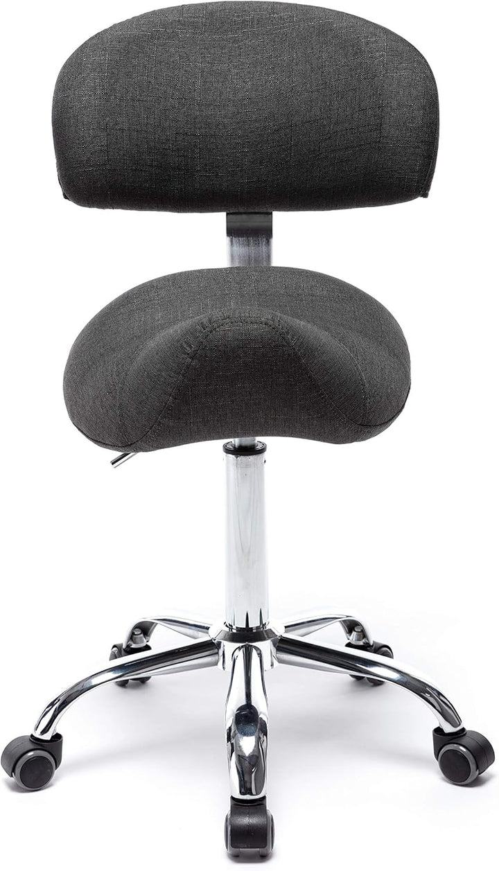 Sattelhocker MULY BIGBACK Lehne, Sitzhöhe bis ca. 74cm, Stoff-Grau | 1stuff-Markenqualität, Sattelst