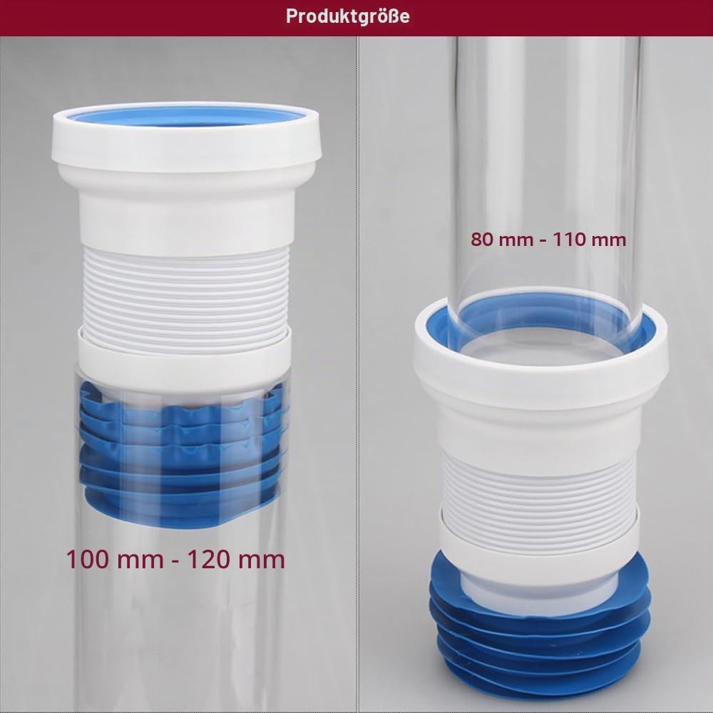 Universeller Toiletten-Abflussrohrverbinder, Ausziehbar 280-650mm, Langlebige, Zuverlässige Dichtung