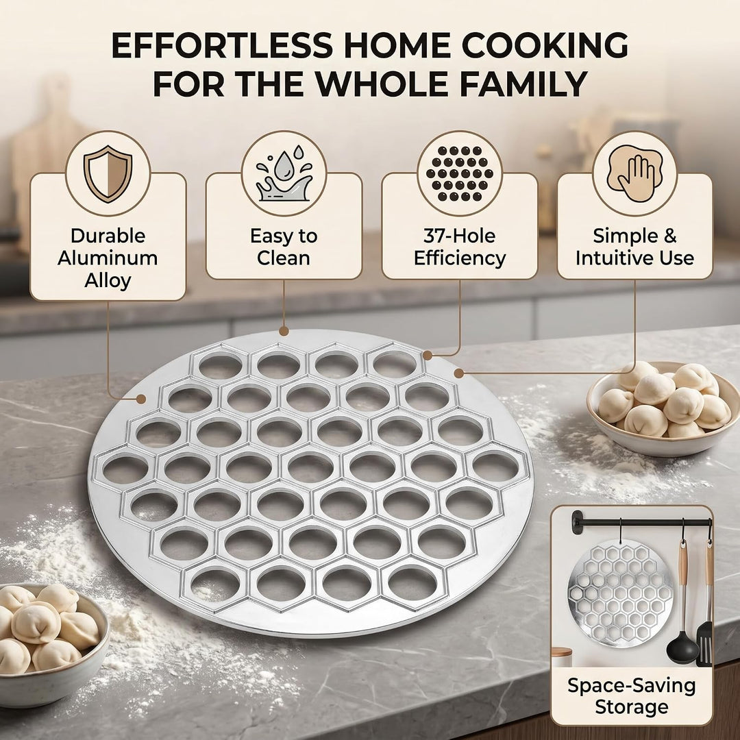 Pelmeni Form, 37 Löcher Russian Dumpling Maker aus Aluminiumlegierung, Silber, Ravioli Maker für DIY