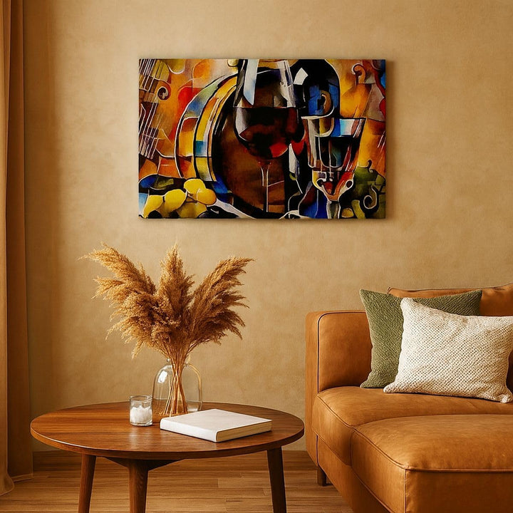 Bilder auf Leinwand 100x70cm Leinwandbild mit Rahmen Wein Abstraktion Gross Wanddeko Bild Schlafzimm