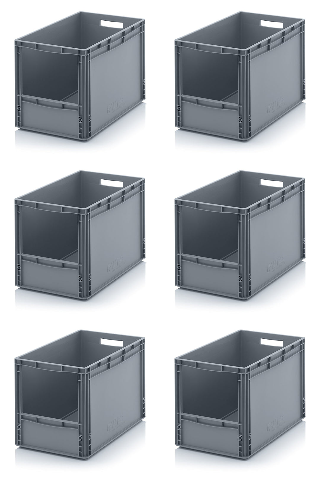 Auer Packaging 6x Euro Sichtlagerkasten 60 x 40 x 42 cm inkl. gratis Zollstock * Eurobehälter mit Fe