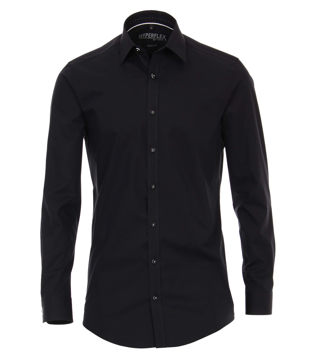 Venti Herren Chambray Hemd uninah Body Fit 38 Schwarz (Schwarz 800), 38 Schwarz (Schwarz 800)