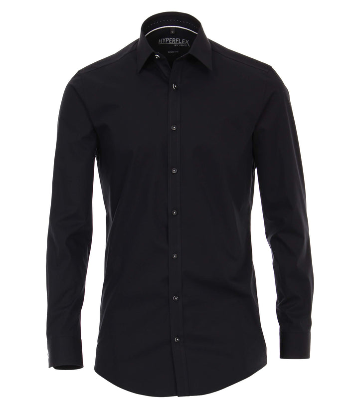 Venti Herren Chambray Hemd uninah Body Fit 38 Schwarz (Schwarz 800), 38 Schwarz (Schwarz 800)