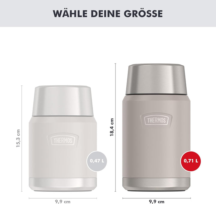 Thermos ICON Food Jar 0,71 l, beige/sandstone mat, Speisegefäss für Essen 710 ml, doppelwandigem 18/