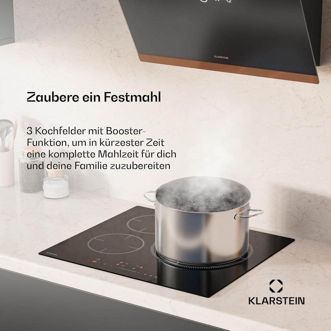 Klarstein Delicatessa Induktionskochfeld - 3-Zonen Induktionsherd, 8,1 kW Boost, Paellazone 32 cm, S