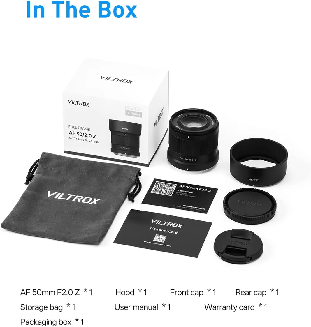 VILTROX 50mm F2.0 Z-Mount Vollformat Objektiv,AF 50mm f/2.0 für Nikon Z-Mount,Auto Fcous grosse Blen