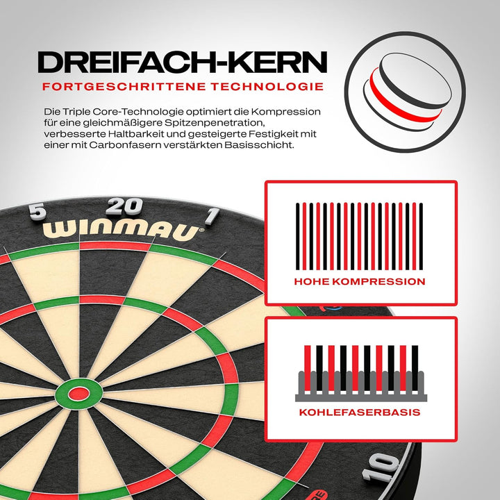 WINMAU Blade 6 Series Professional Bristle Klassische Dartboard Blade 6 Triple Core Carbon, Blade 6