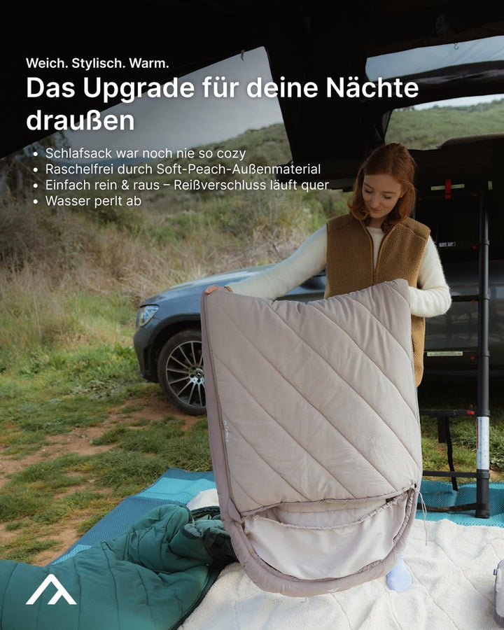 qeedo Buddy XL 8 Schlafsack XXL, extra breit, Outdoor Sommer (8-25°C) 3 Jahreszeiten - Mumienschlafs