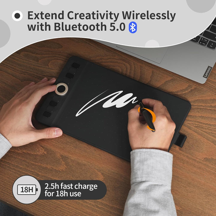 GAOMON WH851 Drahtloses Grafiktablett, Batteriefreier AP519 Digitaler Stift, 8 Programmierbare Druck