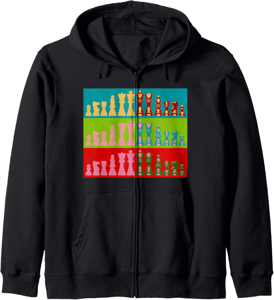 Schach Pop Art Retro Grafik Spieler Schachfigur Master Gamer Kapuzenjacke