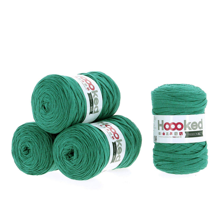 Hoooked Ribbon XL Bändchengarn Sparset aus 4 Rollen Wahl (Lush Green), Lush Green