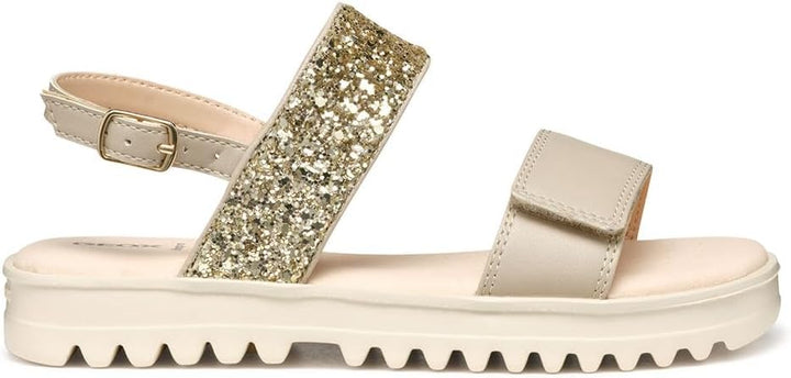 Geox Mädchen J Sandal Coralie GirSandal 28 EU Beige Platinum, 28 EU Beige Platinum