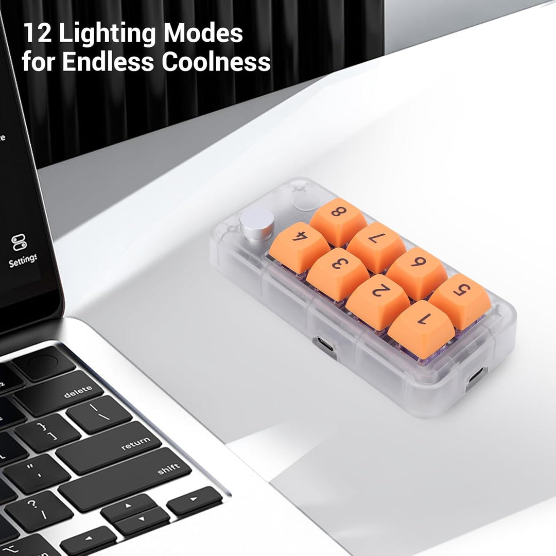 ASHATA Wired USB C Numerische Tastatur, Programmierbare Makro Tastatur, 8 Tasten Typ C Number Pad mi