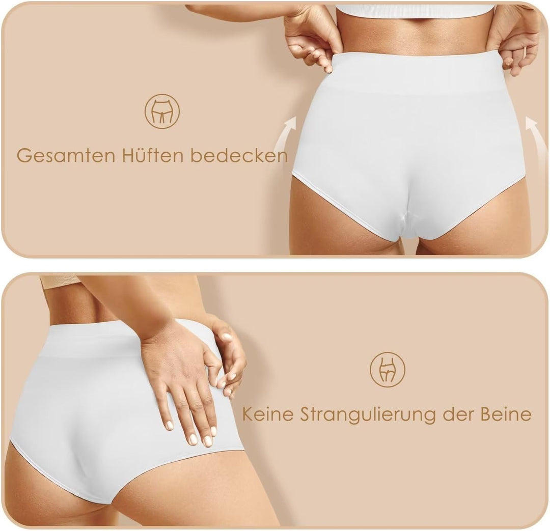 YouShow Unterhosen Damen 5er Pack Baumwolle Hohe Taille Unterwäsche Slip Stretchanteil S Weiss, S We