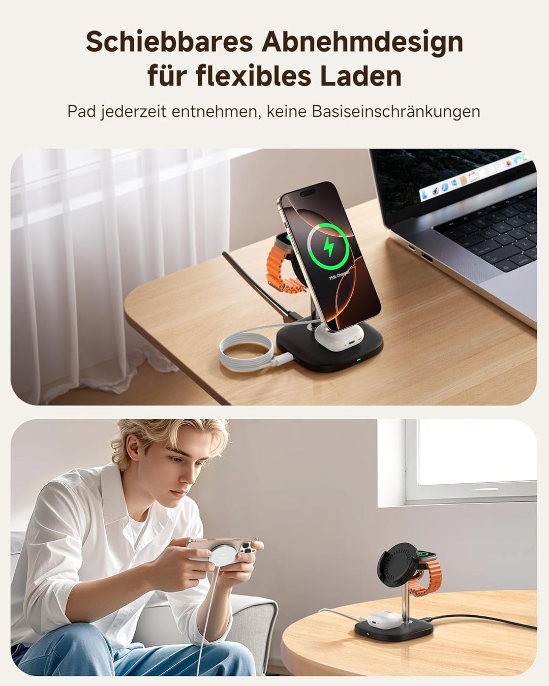 Wireless Charger für iPhone und Apple Watch, SwanScout 711M, Magnetisches Ladegerät für iPhone Air/1
