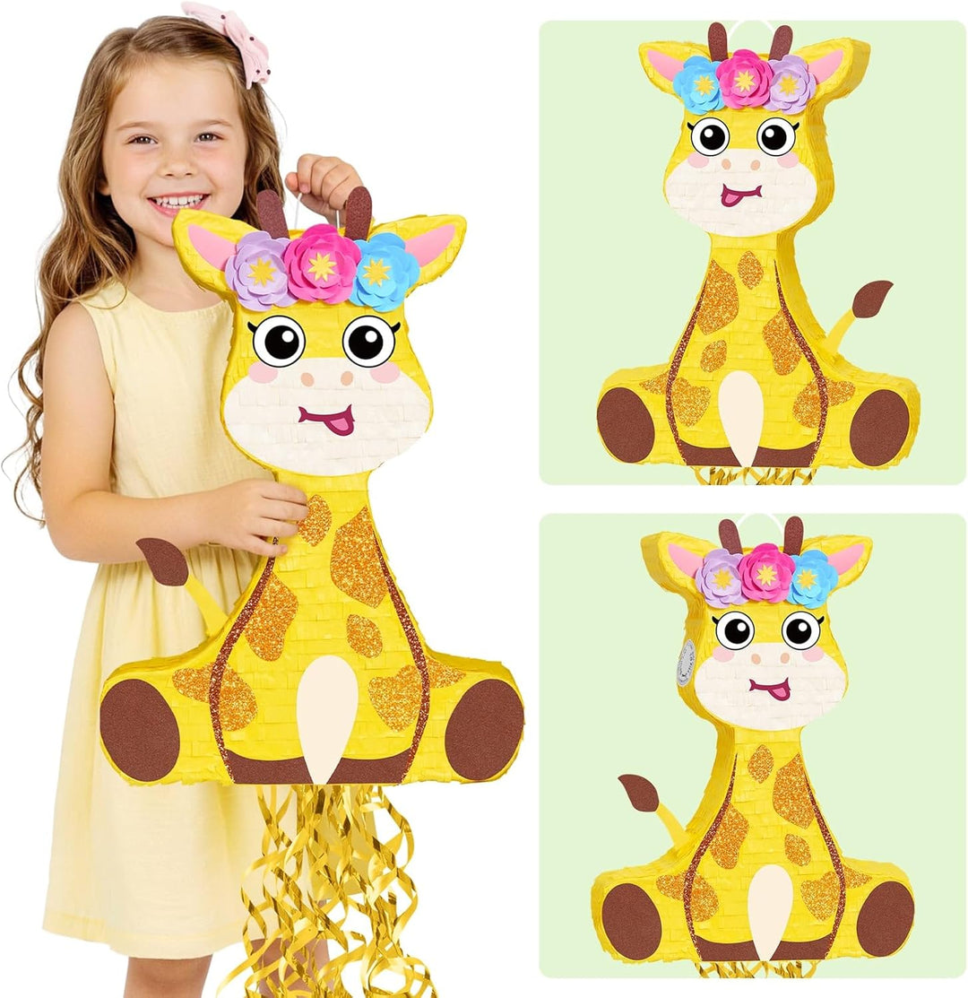 WERNNSAI Giraffen Pinata – Tier Pinata Partyspiel für Kindergeburtstage Giraffen Piñata Set mit Stöc