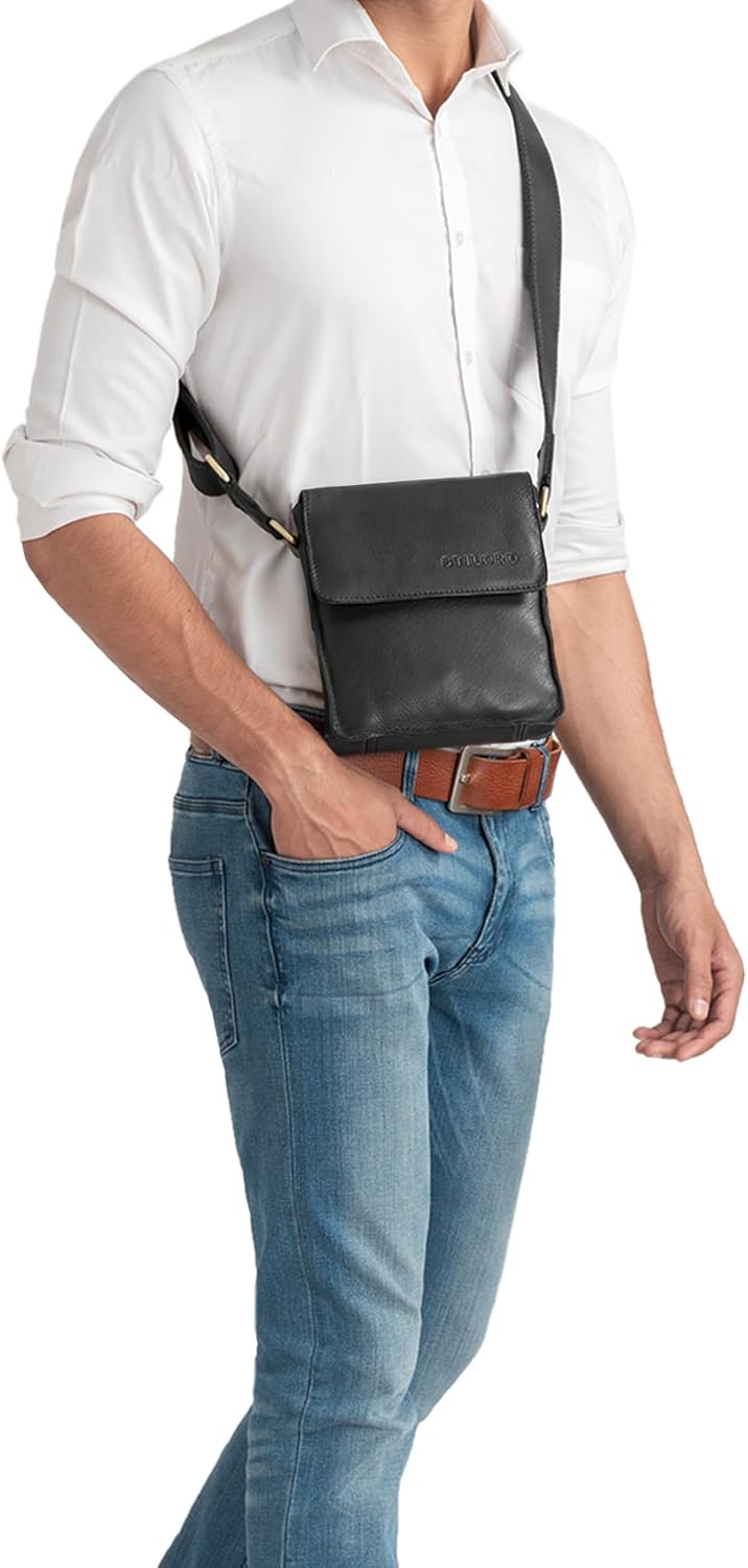 STILORD 'Nate' Herrentasche Leder klein Umhängetasche Schultertasche Männer Handtasche Messenger Bag