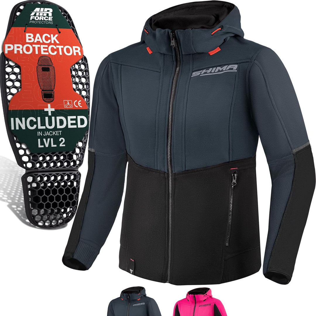 SHIMA DAYBREAKER Motorradhoodie Herren und Damen - Motorrad Kaputze Hoodie mit Protektoren Jacke Kap