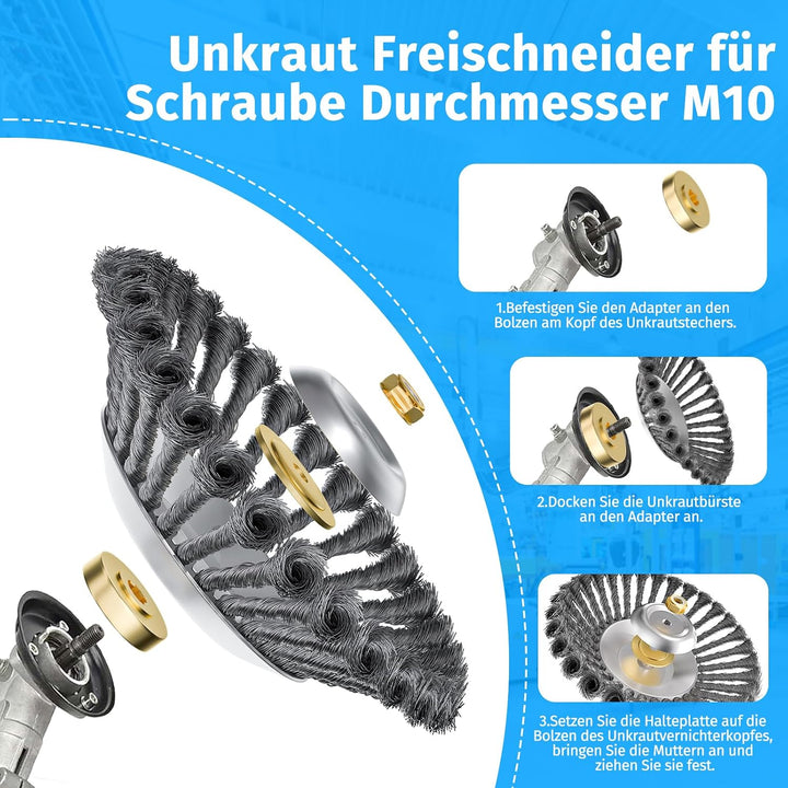 Unkrautbürste für Freischneider 150 x 25,4 mm StahlbüRste Unkrautbuerste Wildkrautbürste für Motorse