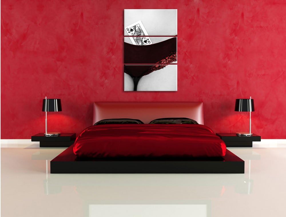 Spielkarte Pik Dame in Höschen von Frau 3-Teiler Leinwandbild 120x80 Bild auf Leinwand