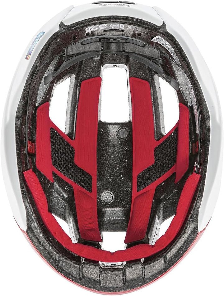 Uvex Rise CC Rennrad Fahrrad Helm matt rot/weiss 2022 52-56 cm, 52-56 cm