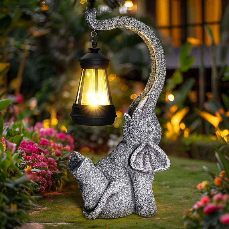 Linkax Geschenke für Frauen Mama Oma, Solar Gartenfiguren Elefant Gartendeko für Draussen, Solarlamp