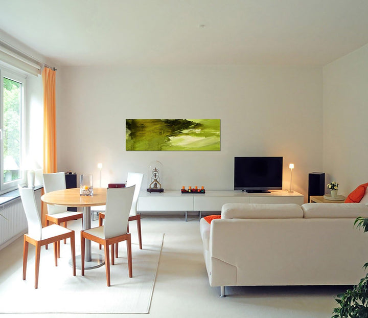 Paul Sinus Art Panoramabild auf Leinwand und Keilrahmen 150x50cm Hintergrund abstrakt grün Grunge Te
