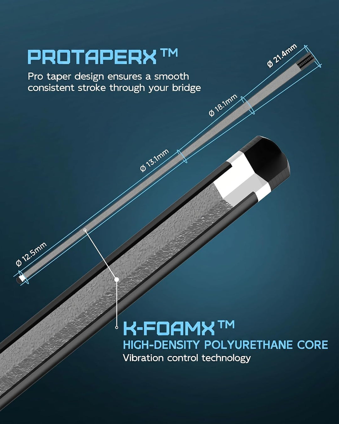 KONLLEN Billardqueue aus Carbonfaser, 147cm, professionelles Billardqueue für Erwachsene, Vollcarbon