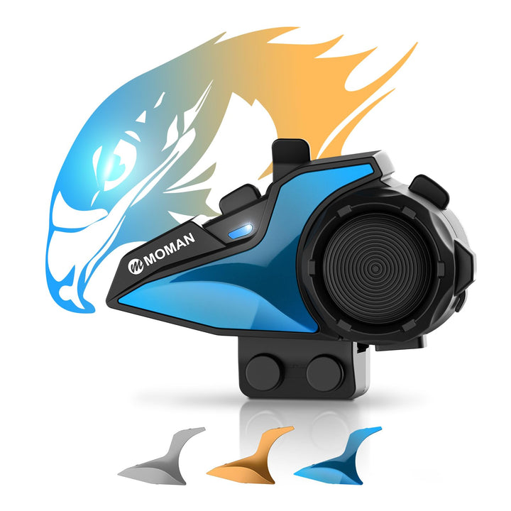 Moman H2E Motorrad Headset Intercom – Adler-Design Motorradhelm-Headset, Dual-Chip für Audio-Multita