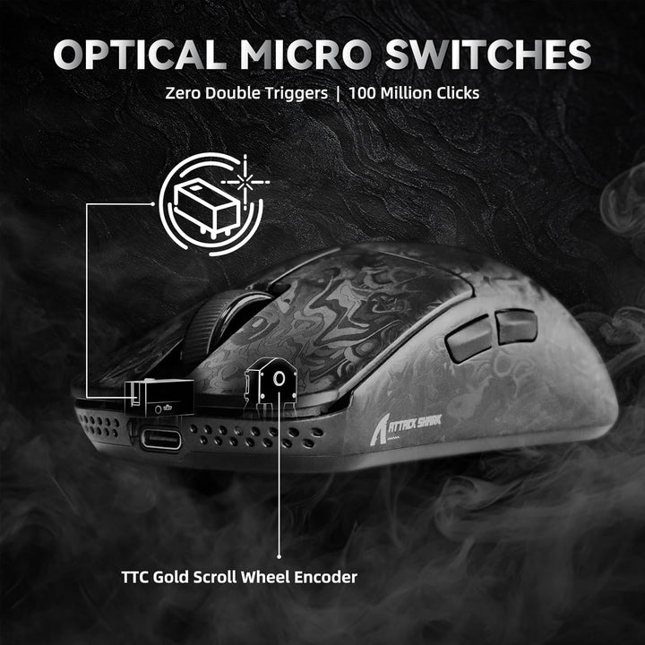 ATTACK SHARK R11 Ultra Carbonfaser 8000Hz Kabellose Gaming-Maus, 49g Superlight, 42000 DPI, 20000 FP
