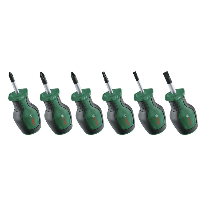 Bosch Stubby Schraubendreher Set 6-teilig (Kompakte Schraubendreher für Arbeiten an engen Stellen; P