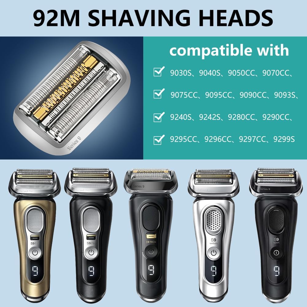 Braun Series 9 Scherkopf, 92M Scherköpfe Serie 9 Rasierkopfs S9 Ersatzteil Scherkopf Kompatibel, Ele